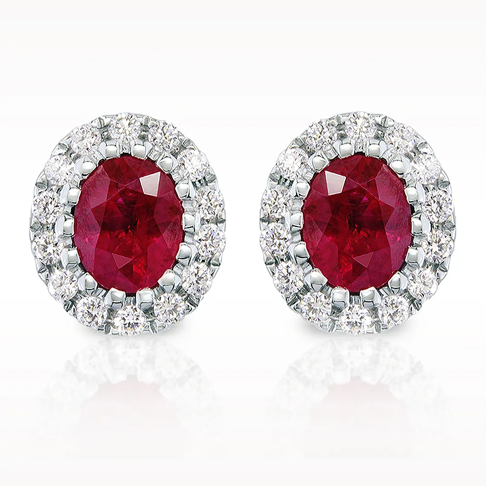 0.91ct Ruby And Diamond White Gold Earrings