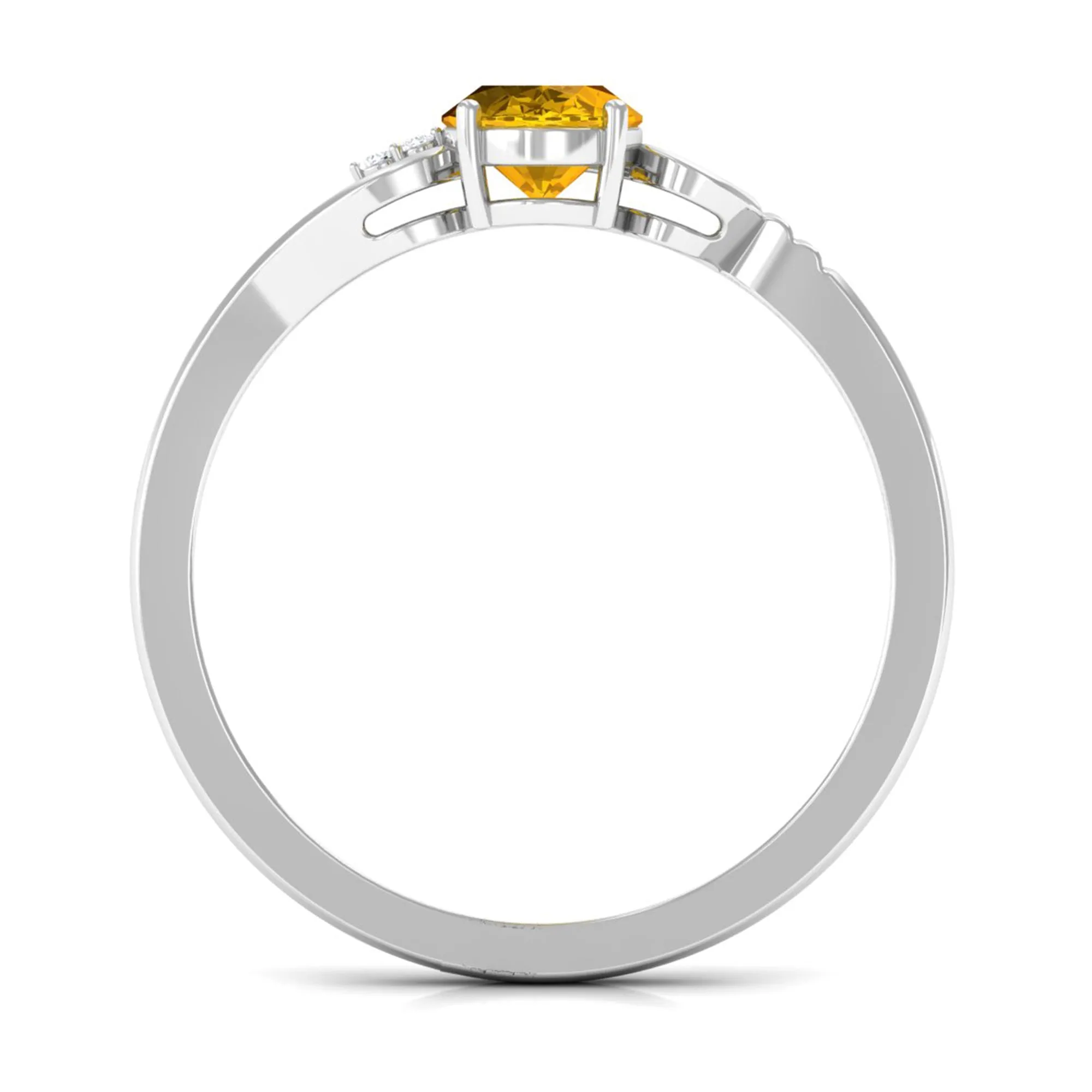 1 CT Oval Cut Solitaire Yellow Sapphire Unique Engagement Ring with Diamond