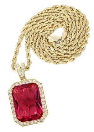 10K Yellow Gold Ruby Necklace | Appx. 22 Grams