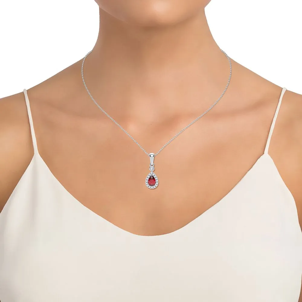 14K 0.10CT Diamond Ruby Pendant