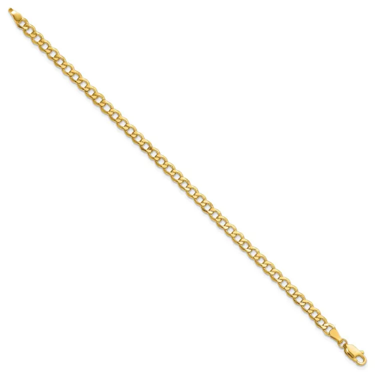 14K 7 inch 4.3mm Semi-Solid Curb with Lobster Clasp Bracelet