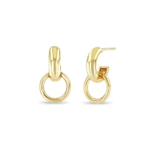 14k Chubby Door Knocker Huggie Hoops