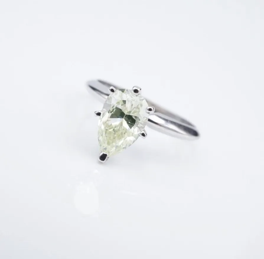 14k Green Yellow Diamond Engagement Ring GIA Fancy 1.5ct Sz 6 Solitaire RG3913