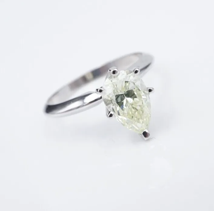 14k Green Yellow Diamond Engagement Ring GIA Fancy 1.5ct Sz 6 Solitaire RG3913