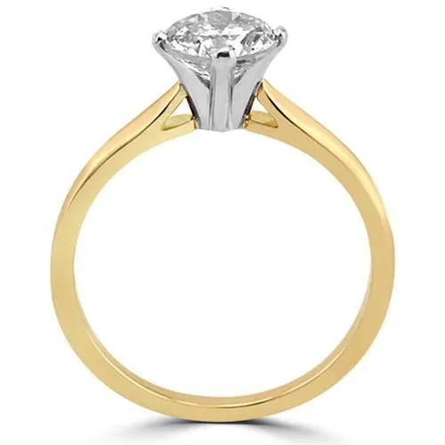 14K Solid Yellow Gold Diamond Solitaire Engagement Ring 1.42 Ctw