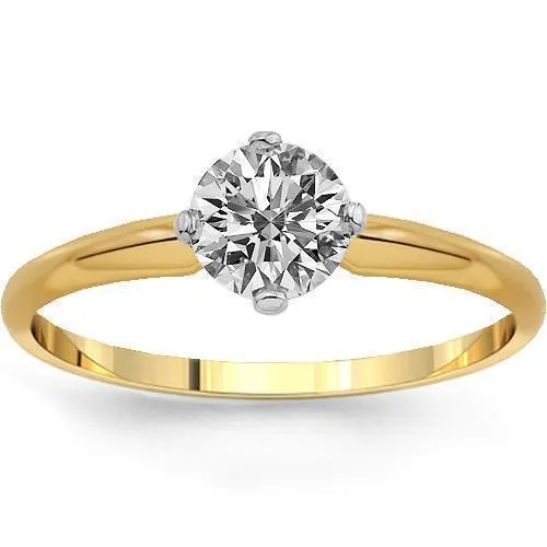 14K Solid Yellow Gold Diamond Solitaire Engagement Ring 1.42 Ctw