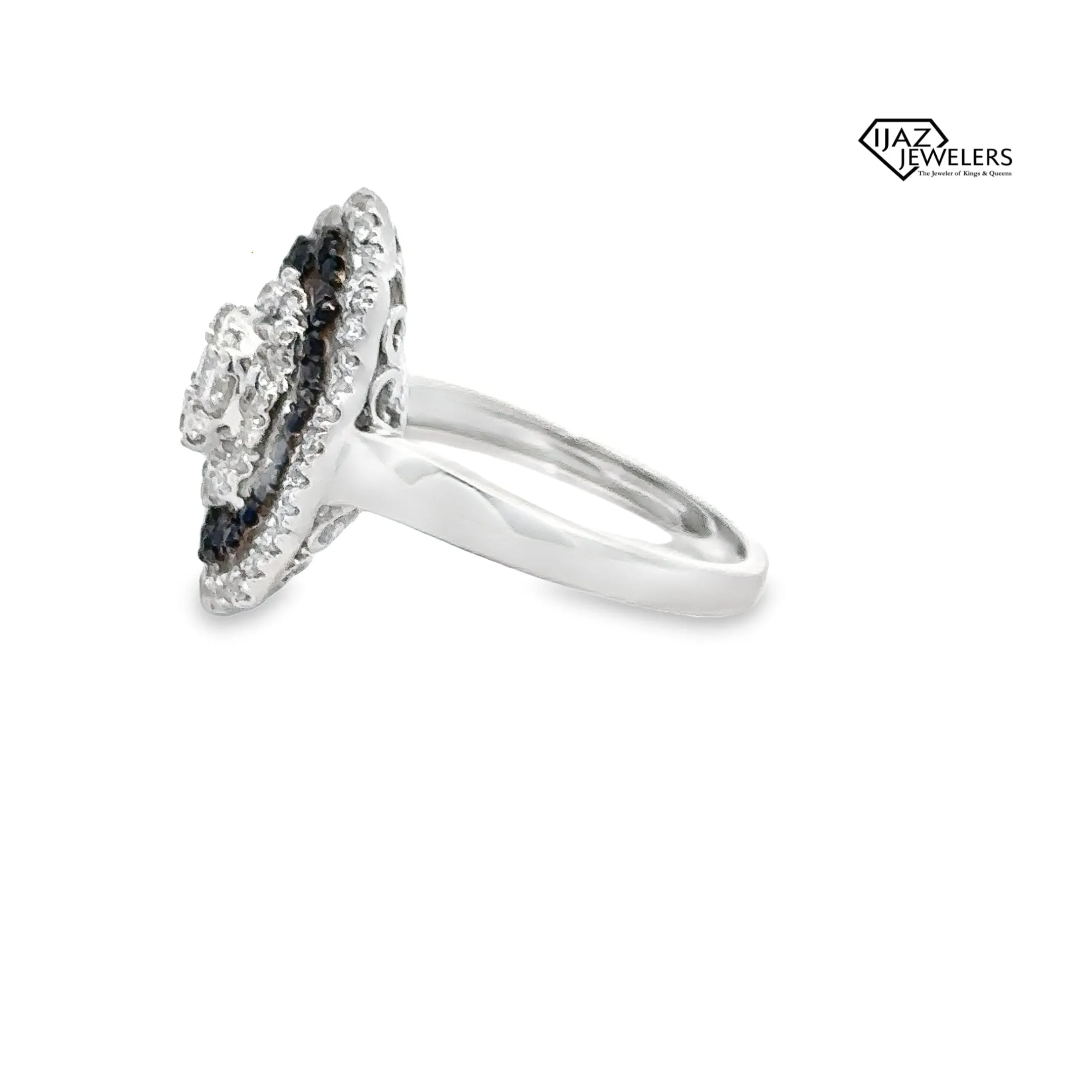 14K White Gold Diamond Sapphire Ring