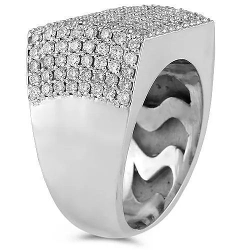 14K White Solid Gold Mens Diamond Ring 2.57 Ctw