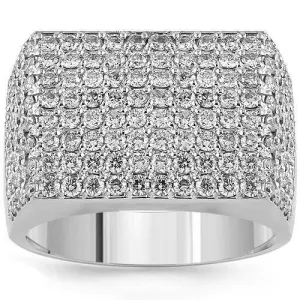 14K White Solid Gold Mens Diamond Ring 2.57 Ctw