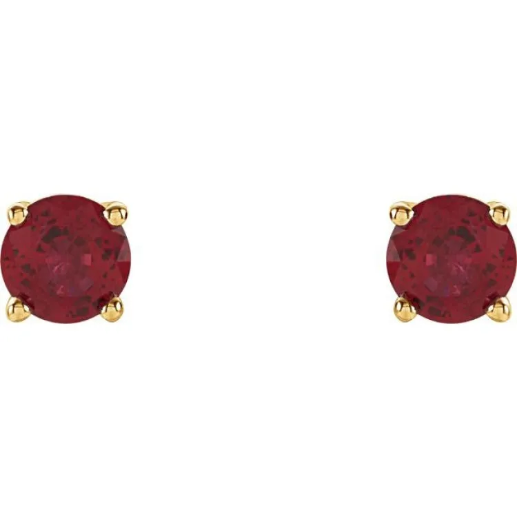 14K Yellow 4 mm Natural Ruby Stud Earrings