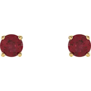 14K Yellow 4 mm Natural Ruby Stud Earrings