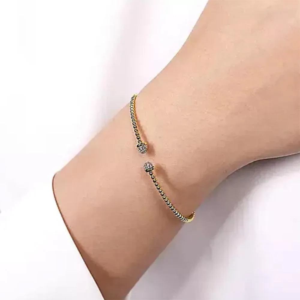 14K Yellow Gold Bujukan Diamond Split Bangle