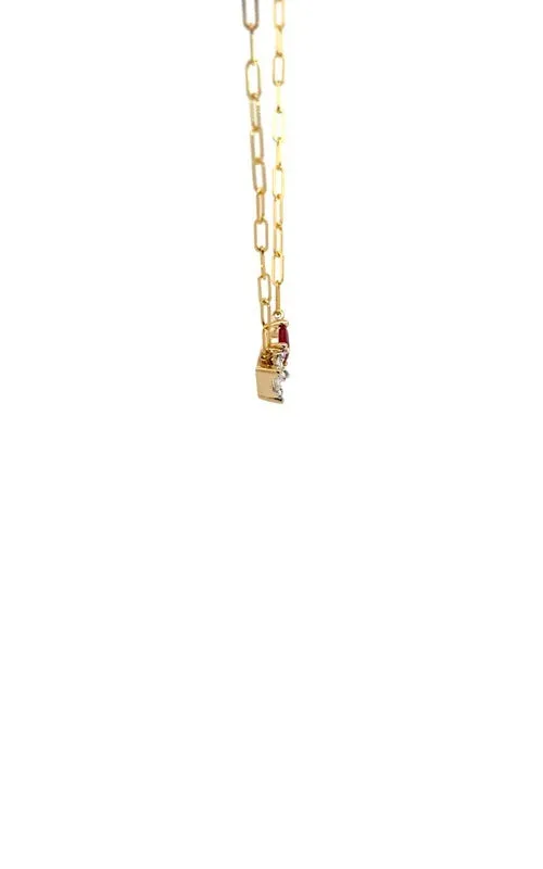 14K YELLOW GOLD DIAMOND AND RUBY NECKLACE  G15106