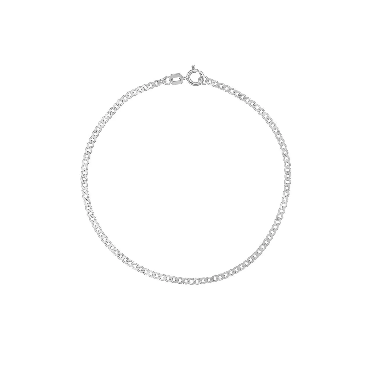 14K Yellow Gold or White Gold or Rose Gold 1.9mm Open Curb Chain Bracelet with Spring Ring, 7.5"