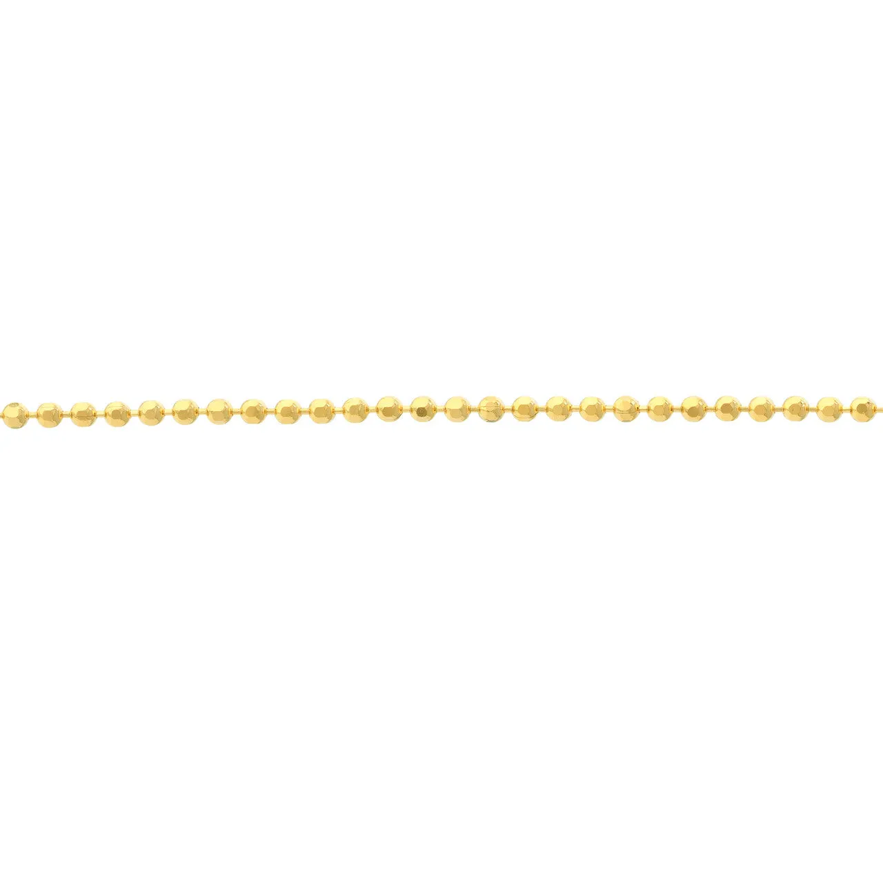 14K Yellow Gold, White Gold or Rose Gold 1.15mm Diamond-Cut Bead Chain Bracelet with Lobster Lock, 7.25"