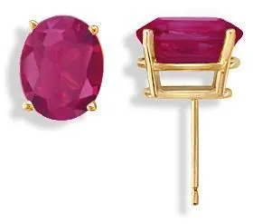 14KT GOLD 0.50 CARAT 5X3MM OVAL RUBY STUD EARRINGS