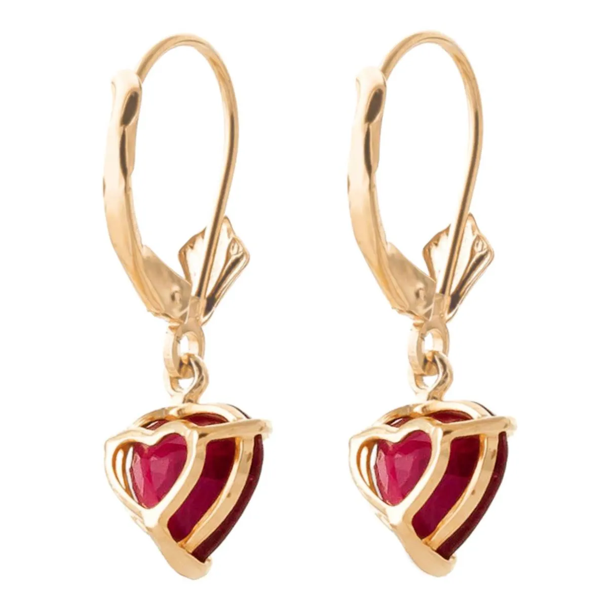 2.9 Carat 14K Solid Yellow Gold Cupid's Arrow Ruby Earrings