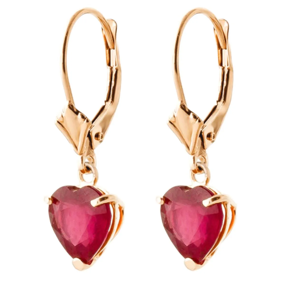 2.9 Carat 14K Solid Yellow Gold Cupid's Arrow Ruby Earrings