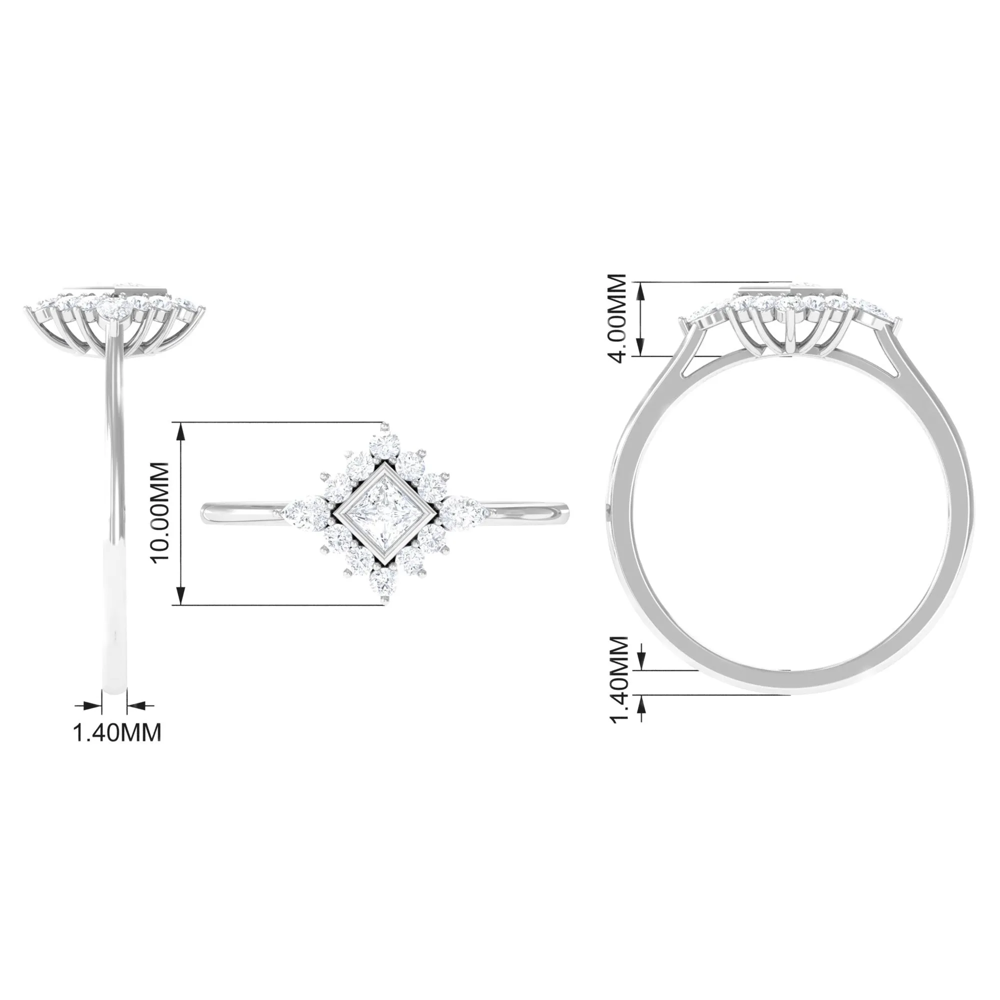 3/4 CT Natural Diamond Designer Halo Engagement Ring