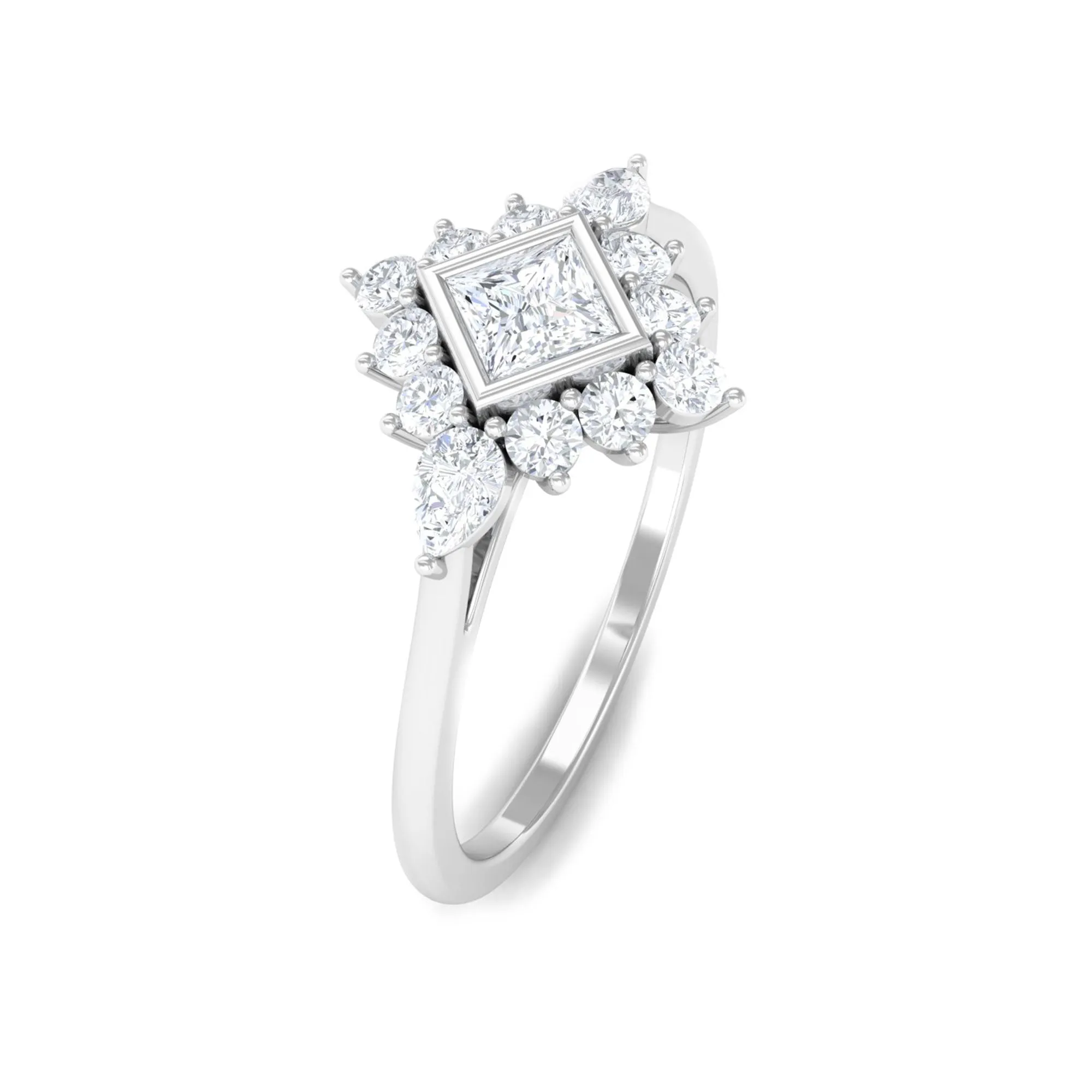 3/4 CT Natural Diamond Designer Halo Engagement Ring