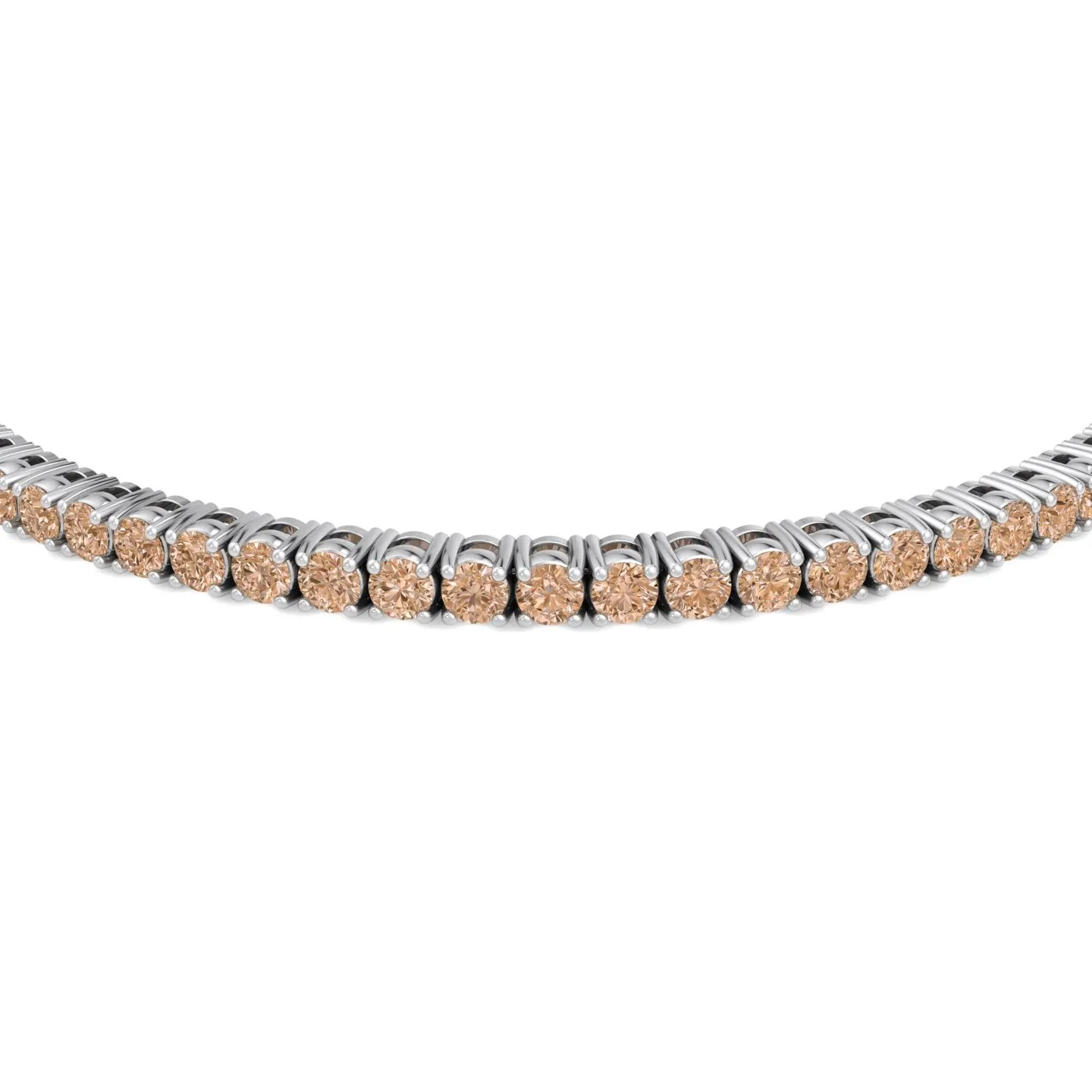 4 Prong Champagne Diamond Tennis Bracelet 14K Solid Gold