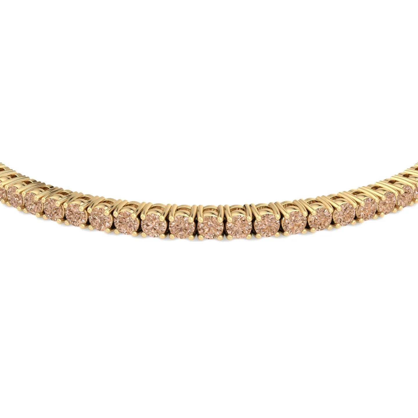 4 Prong Champagne Diamond Tennis Bracelet 18K Solid Gold