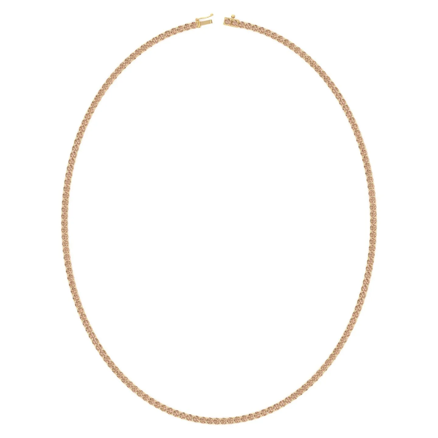 4 Prong Champagne Diamond Tennis Necklace 14K Solid Gold