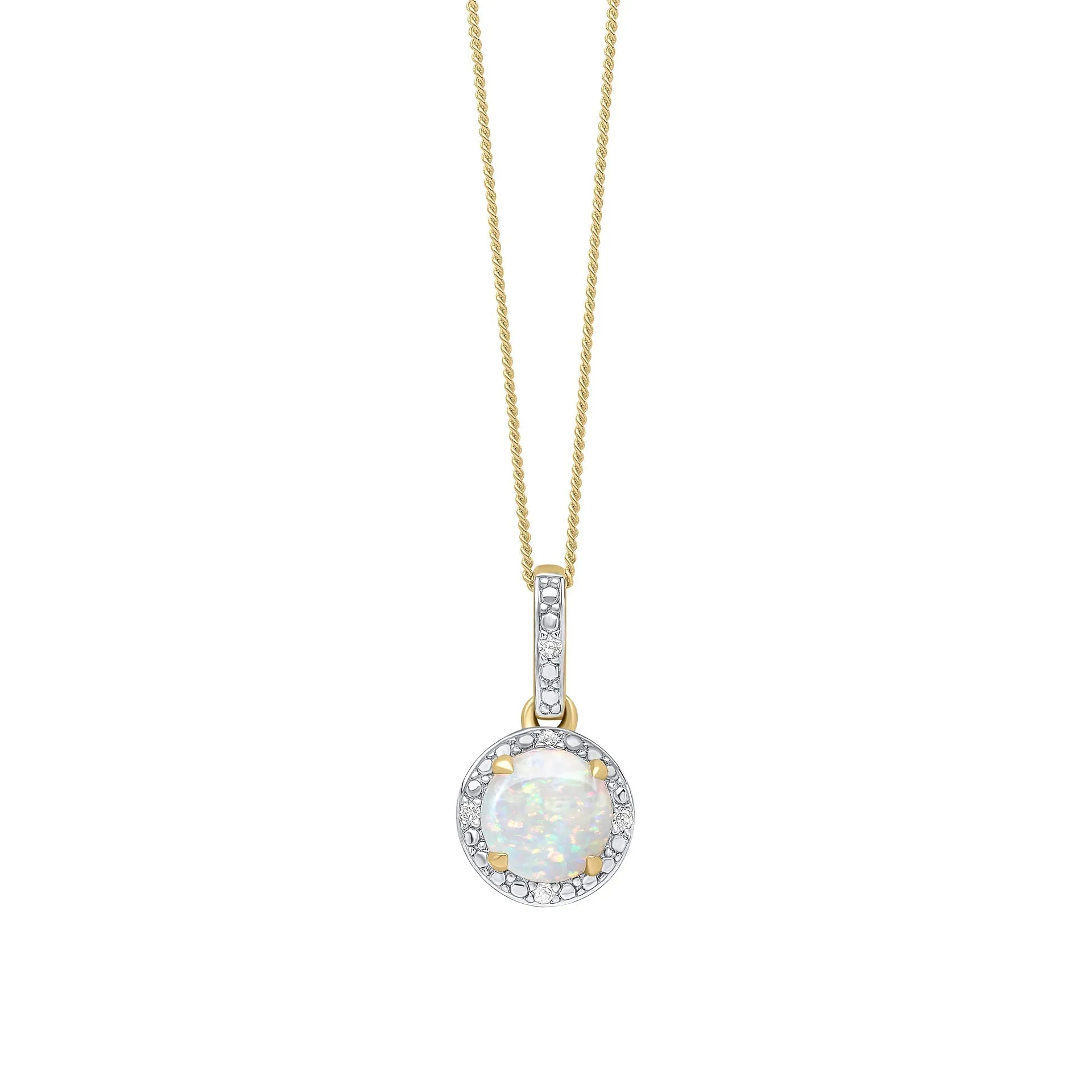 9ct Gold Rhodium Plated Opal Pendant GP2363W