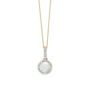 9ct Gold Rhodium Plated Opal Pendant GP2363W