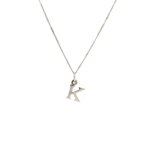 9ct White Gold "K" Initial Necklace