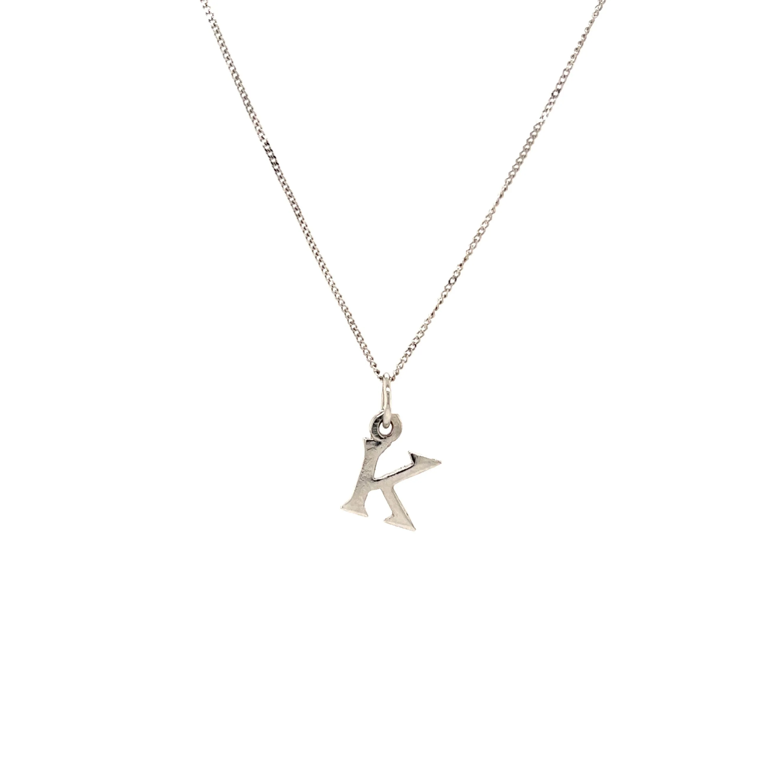 9ct White Gold "K" Initial Necklace