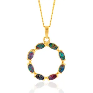 9ct Yellow Gold 5x3mm Triplet Opal Circle of Life Pendant