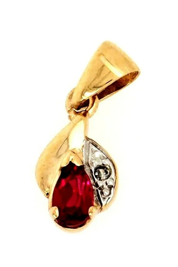 9ct Yellow Gold Ruby & Diamond Pendant