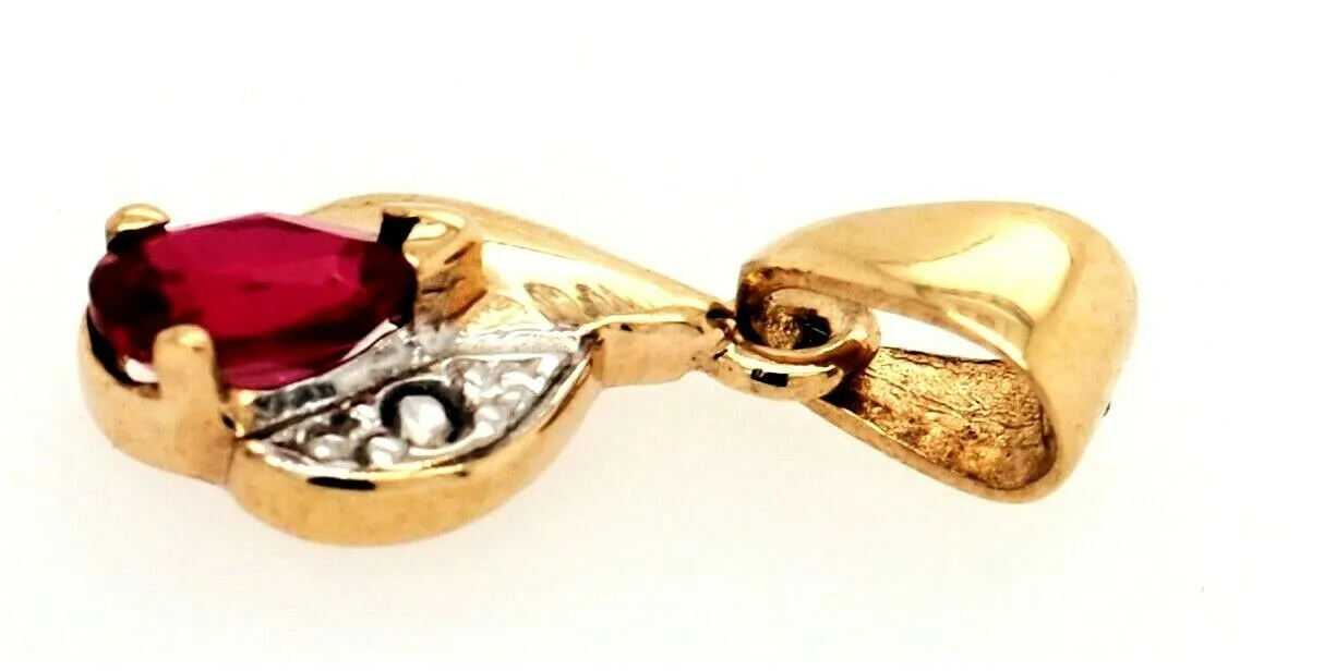 9ct Yellow Gold Ruby & Diamond Pendant