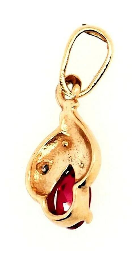 9ct Yellow Gold Ruby & Diamond Pendant