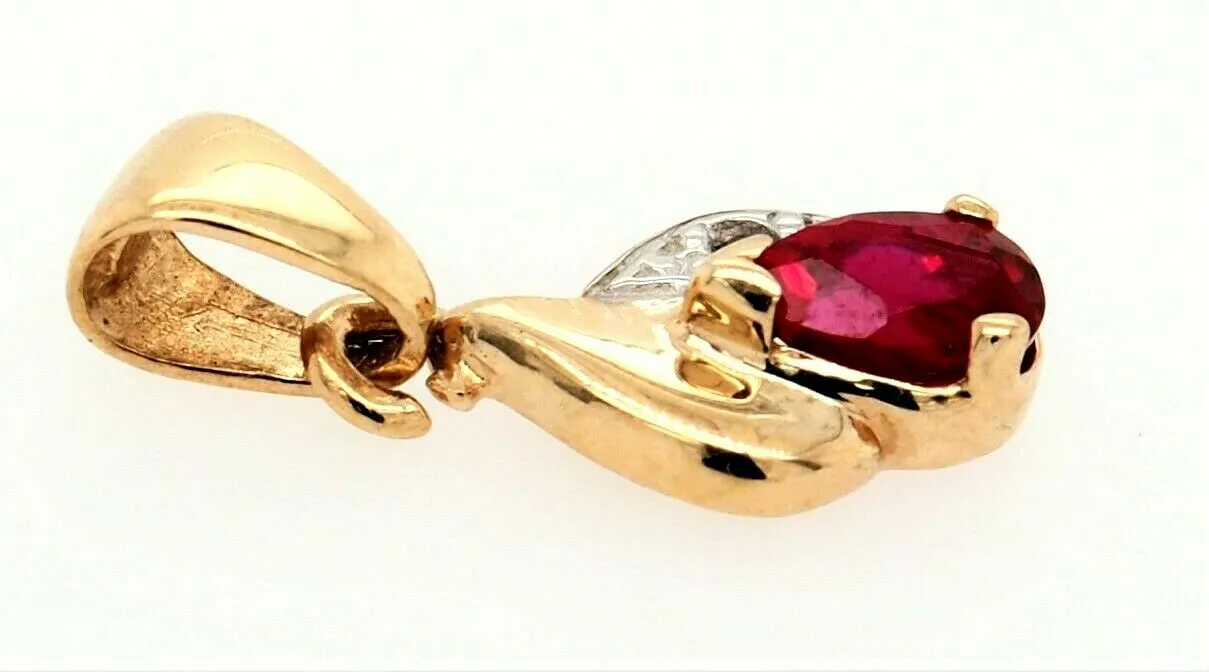 9ct Yellow Gold Ruby & Diamond Pendant