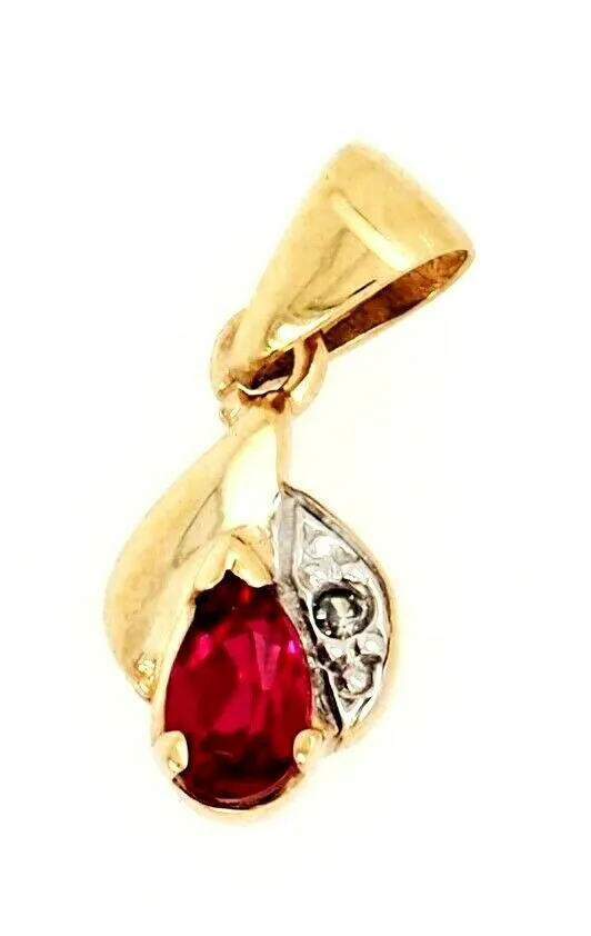 9ct Yellow Gold Ruby & Diamond Pendant