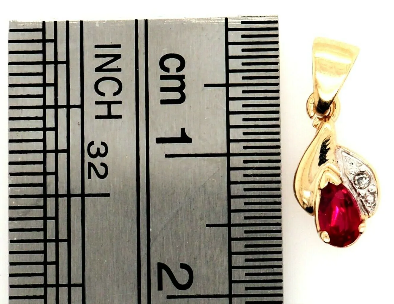 9ct Yellow Gold Ruby & Diamond Pendant