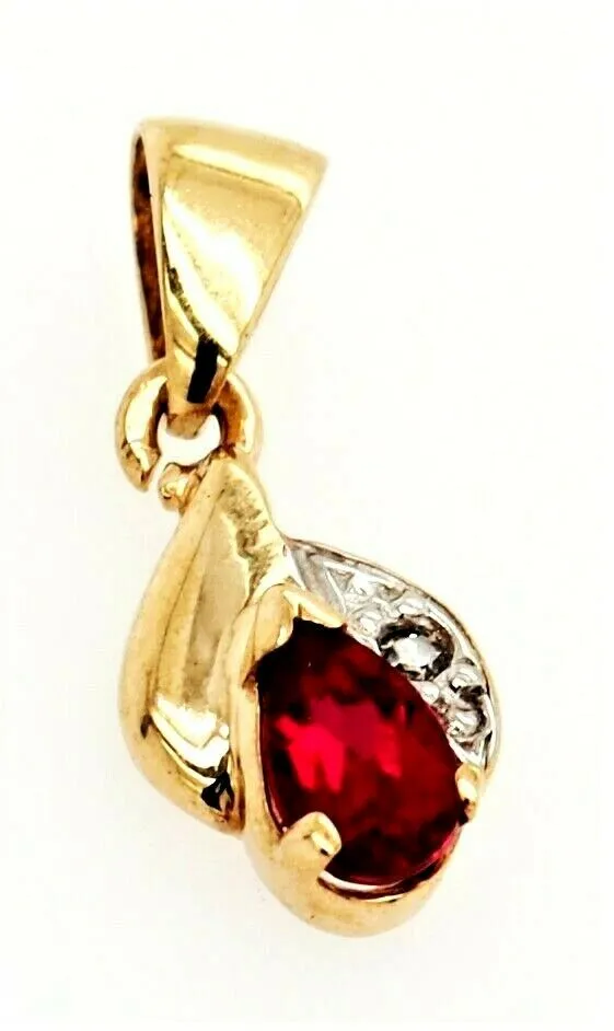 9ct Yellow Gold Ruby & Diamond Pendant