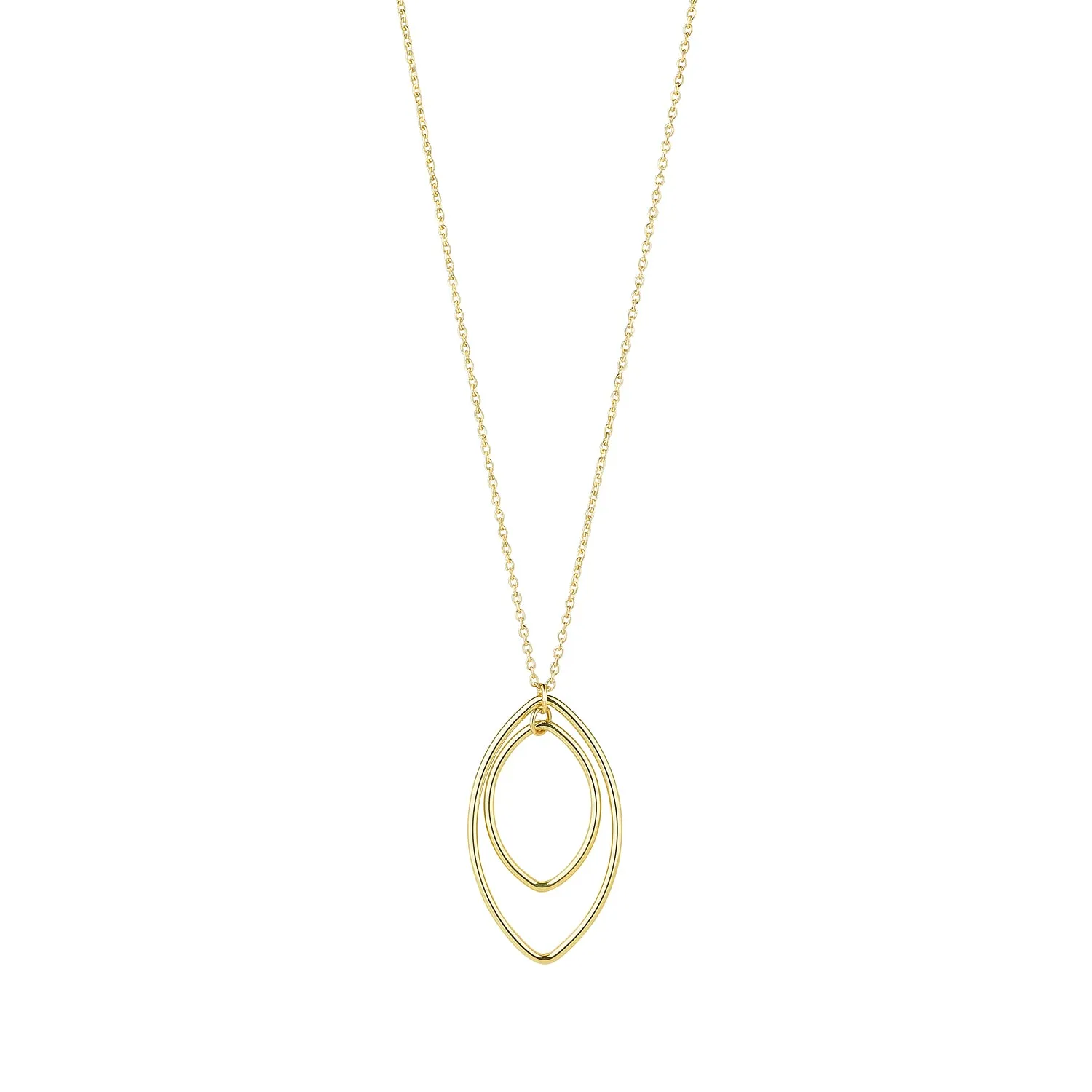 9kt Gold Double Oval Pendant Necklace