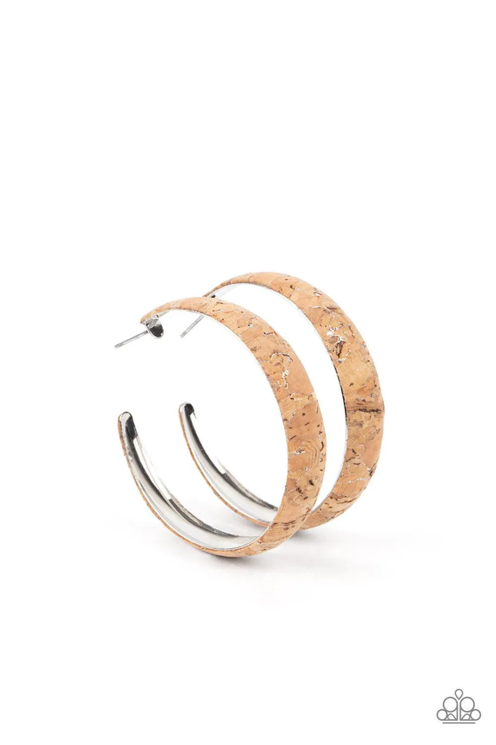 A CORK In The Road Silver & Cork Hoop Earrings