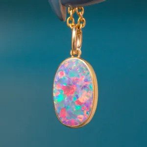 Antique 9ct Gold Opal Doublet Charm