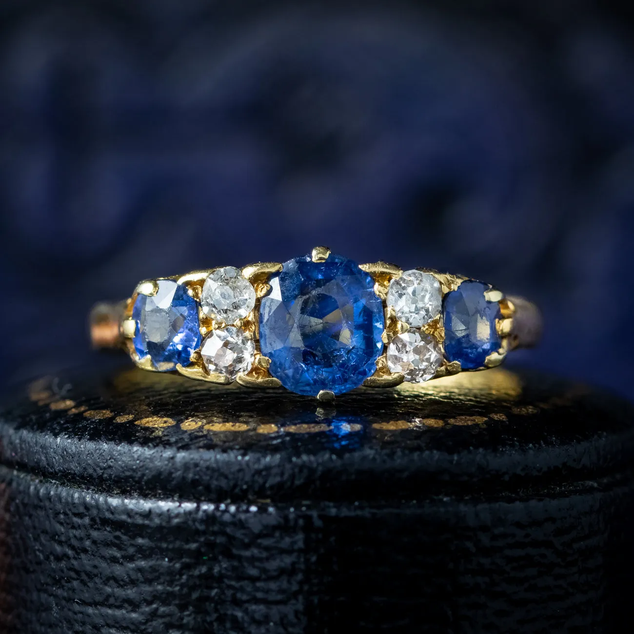 Antique Victorian Sapphire Diamond Ring 1ct Sapphire