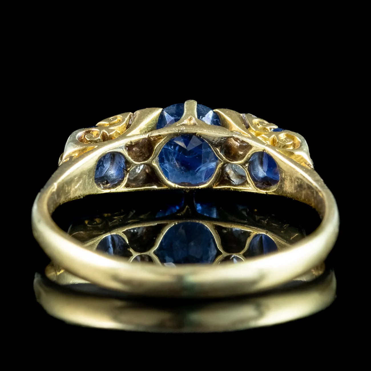 Antique Victorian Sapphire Diamond Ring 1ct Sapphire