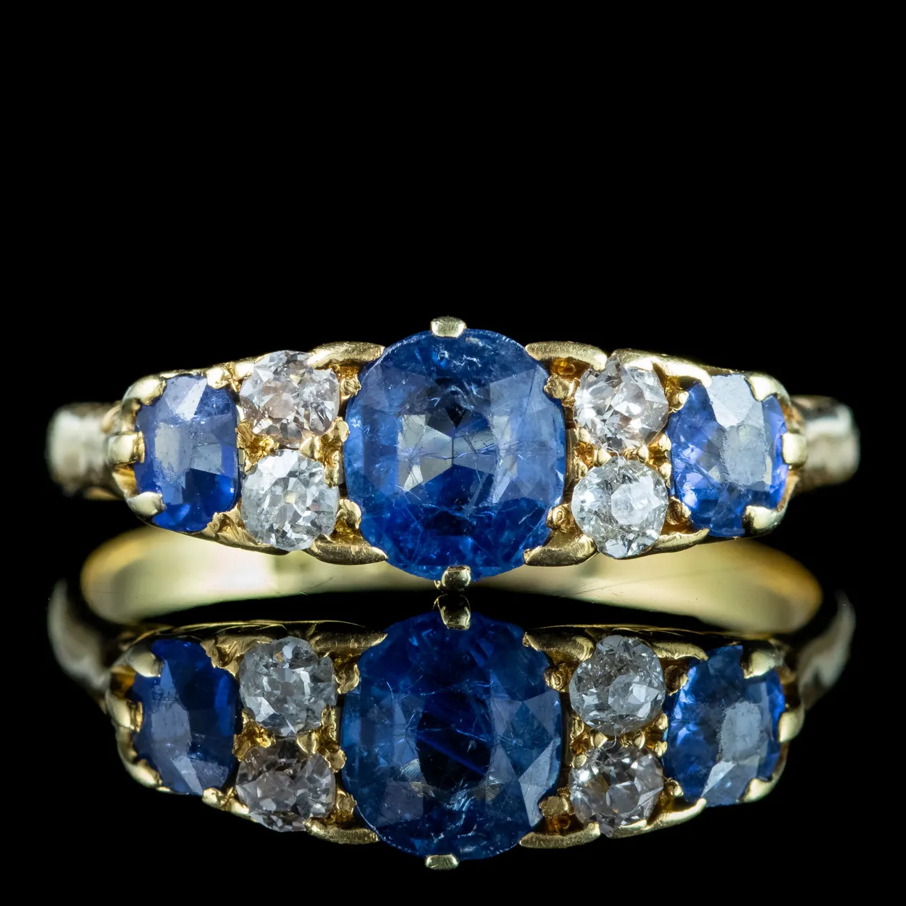 Antique Victorian Sapphire Diamond Ring 1ct Sapphire