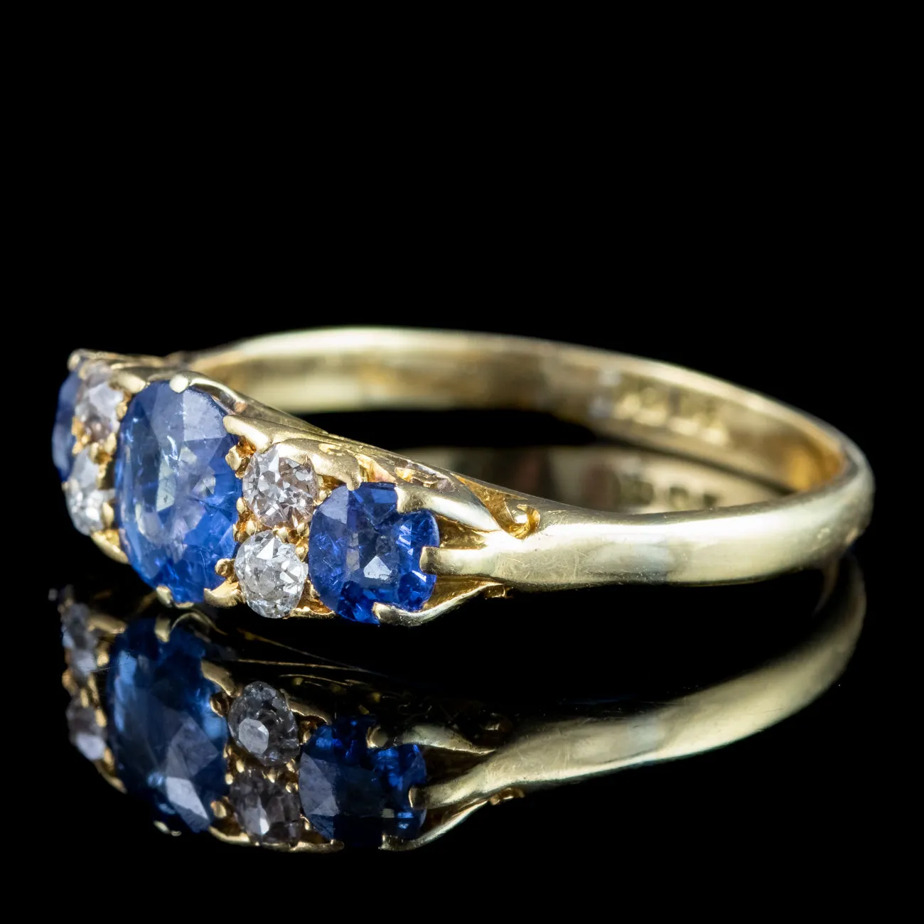 Antique Victorian Sapphire Diamond Ring 1ct Sapphire