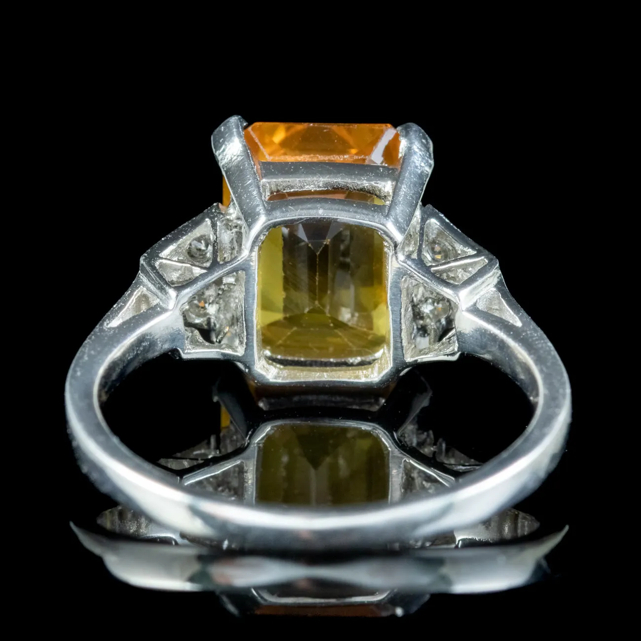 Art Deco Style Yellow Sapphire Diamond Ring 3.50ct Sapphire