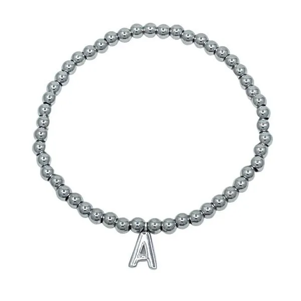 Beaded Bracelets With Initials: A-I :Sterling or Vermeil Charms (BS40_ Or BG40_)