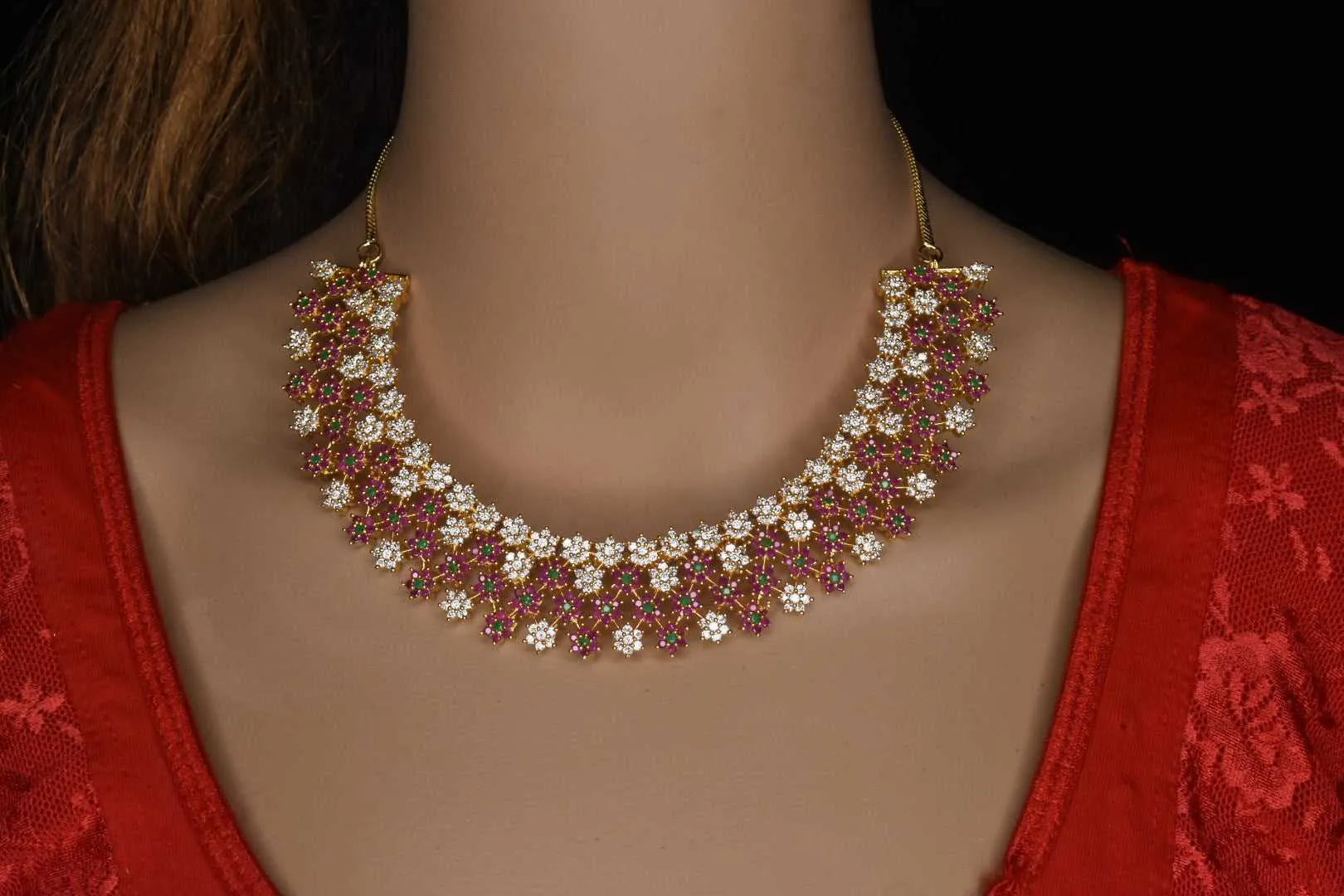 Beautifully Designed Most Trending Cz,Ruby Necklace Set By Asp Fashion Jewellery