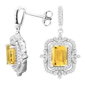 Bellissima Sterling Silver Citrine and White Topaz Earrings (83213)